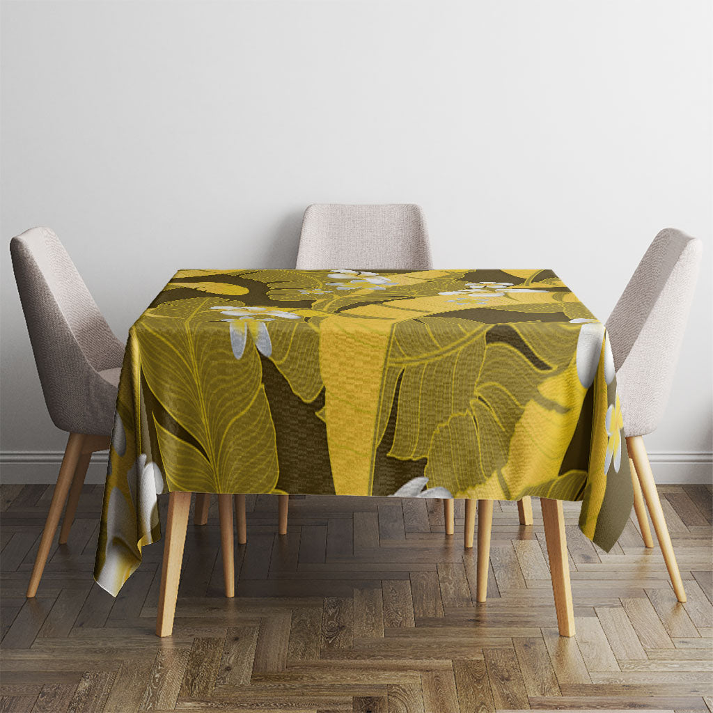 Yellow Banana Leaf Hawaii Tablecloth Lau Maia Plumeria Tropical Summer Vibes