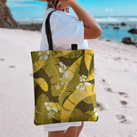 Yellow Banana Leaf Hawaii Tote Bag Lau Maia Plumeria Tropical Summer Vibes