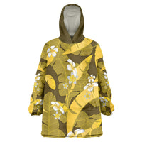 Yellow Banana Leaf Hawaii Wearable Blanket Hoodie Lau Maia Plumeria Tropical Summer Vibes