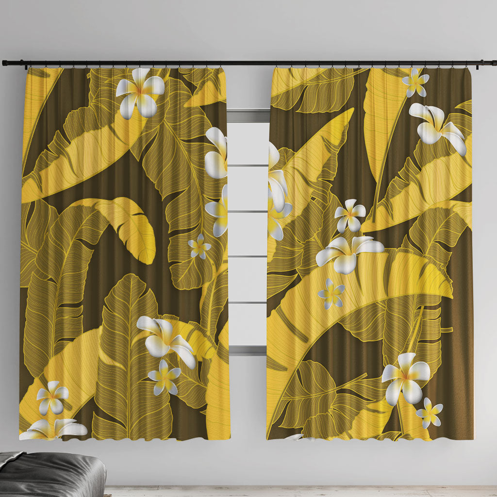 Yellow Banana Leaf Hawaii Window Curtain Lau Maia Plumeria Tropical Summer Vibes