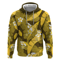 Yellow Banana Leaf Hawaii Zip Hoodie Lau Maia Plumeria Tropical Summer Vibes