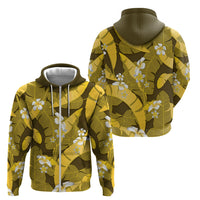 Yellow Banana Leaf Hawaii Zip Hoodie Lau Maia Plumeria Tropical Summer Vibes