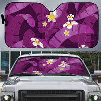 Purple Banana Leaf Hawaii Auto Sun Shade Lau Maia Plumeria Tropical Summer Vibes