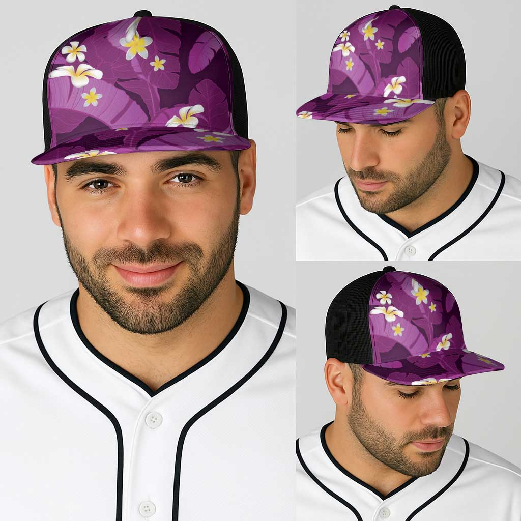 Purple Banana Leaf Hawaii Baseball Net Cap Lau Maia Plumeria Tropical Summer Vibes