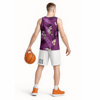 Purple Banana Leaf Hawaii Basketball Jersey Lau Maia Plumeria Tropical Summer Vibes