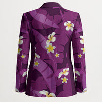 Purple Banana Leaf Hawaii Blazer Lau Maia Plumeria Tropical Summer Vibes
