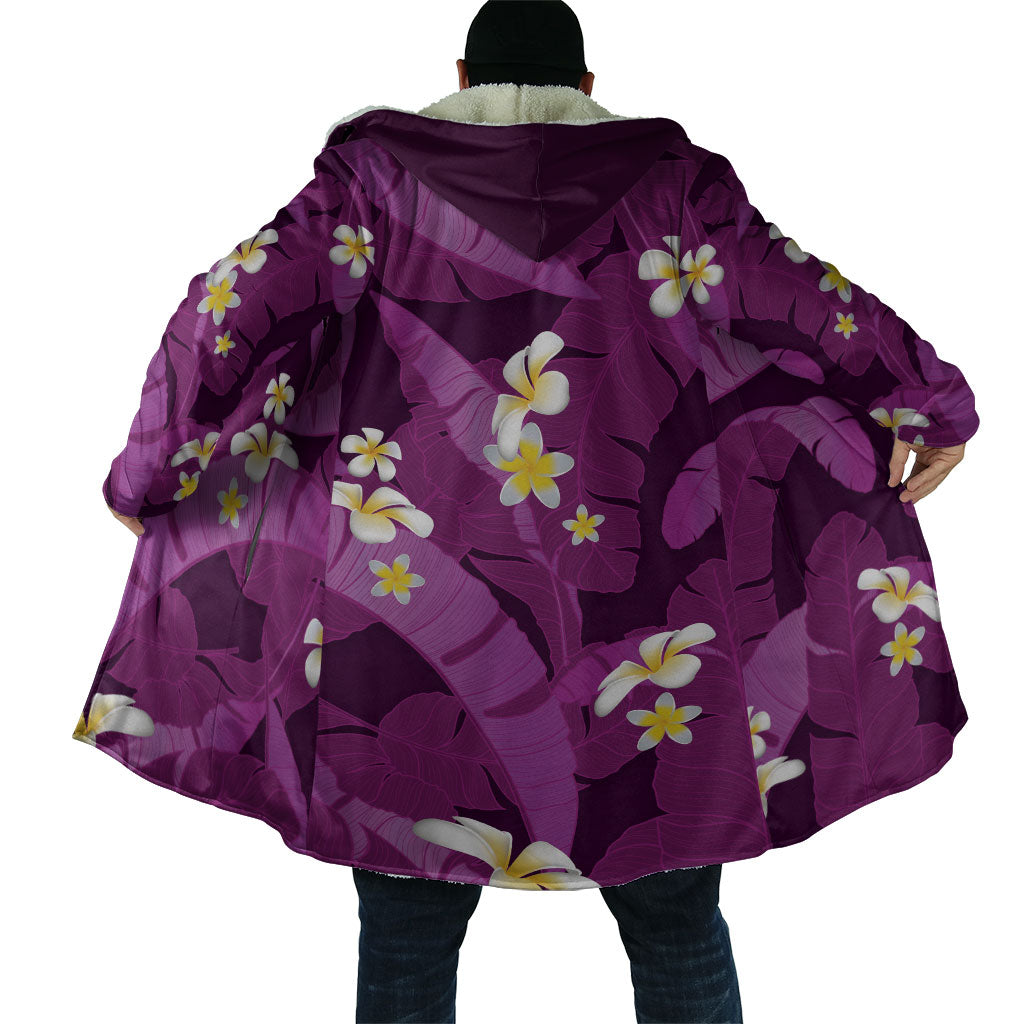 Purple Banana Leaf Hawaii Cloak Lau Maia Plumeria Tropical Summer Vibes