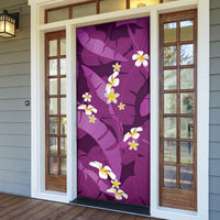 Purple Banana Leaf Hawaii Door Cover Lau Maia Plumeria Tropical Summer Vibes