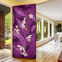 Purple Banana Leaf Hawaii Door Cover Lau Maia Plumeria Tropical Summer Vibes