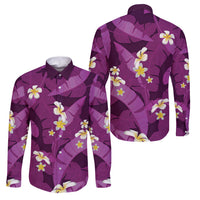 Purple Banana Leaf Hawaii Family Matching Off The Shoulder Long Sleeve Dress and Hawaiian Shirt Lau Maia Plumeria Tropical Summer Vibes