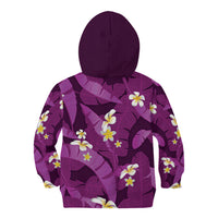 Purple Banana Leaf Hawaii Kid Hoodie Lau Maia Plumeria Tropical Summer Vibes