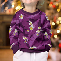 Purple Banana Leaf Hawaii Kid Ugly Christmas Sweater Lau Maia Plumeria Tropical Summer Vibes LT14 - Polynesian Pride
