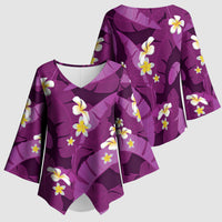Purple Banana Leaf Hawaii Kimono Sleeve Blouse Lau Maia Plumeria Tropical Summer Vibes