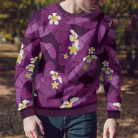 Purple Banana Leaf Hawaii Ugly Christmas Sweater Lau Maia Plumeria Tropical Summer Vibes LT14 - Polynesian Pride