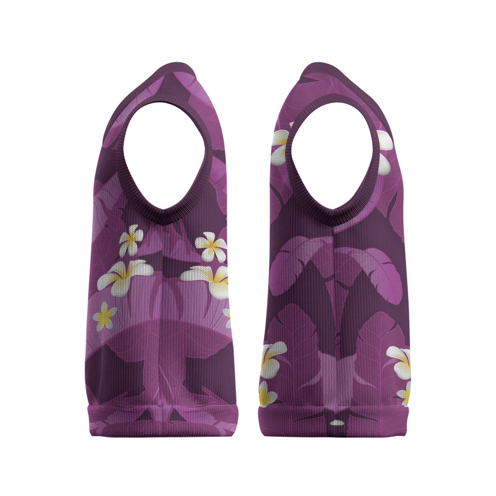Purple Banana Leaf Hawaii Christmas Knitted V-Neck Vest Lau Maia Plumeria Tropical Summer Vibes LT14 - Polynesian Pride