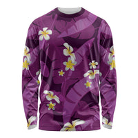 Purple Banana Leaf Hawaii Long Sleeve Shirt Lau Maia Plumeria Tropical Summer Vibes