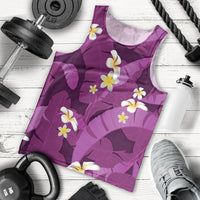 Purple Banana Leaf Hawaii Men Tank Top Lau Maia Plumeria Tropical Summer Vibes