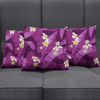 Purple Banana Leaf Hawaii Pillow Cover Lau Maia Plumeria Tropical Summer Vibes