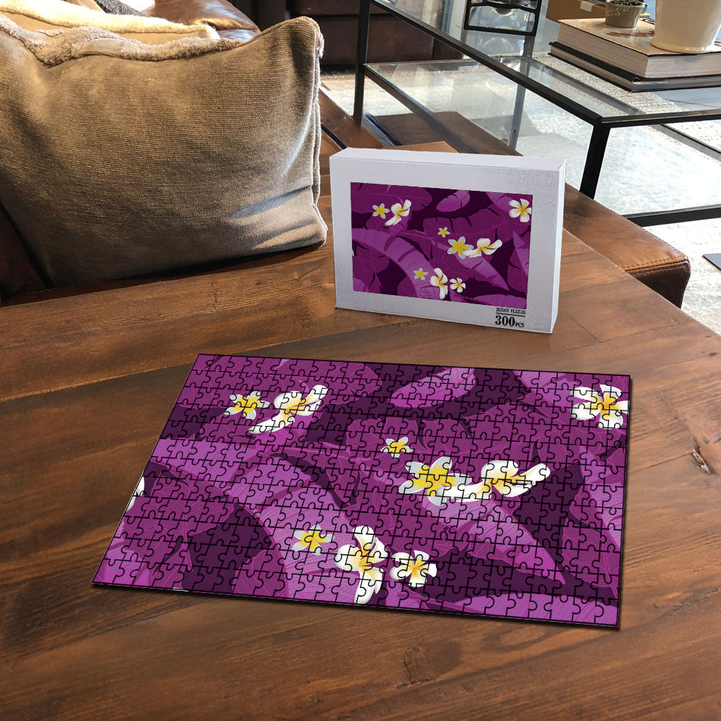 Purple Banana Leaf Hawaii Puzzle Lau Maia Plumeria Tropical Summer Vibes