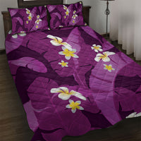 Purple Banana Leaf Hawaii Quilt Bed Set Lau Maia Plumeria Tropical Summer Vibes