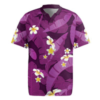 Purple Banana Leaf Hawaii Rugby Jersey Lau Maia Plumeria Tropical Summer Vibes
