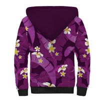 Purple Banana Leaf Hawaii Sherpa Hoodie Lau Maia Plumeria Tropical Summer Vibes