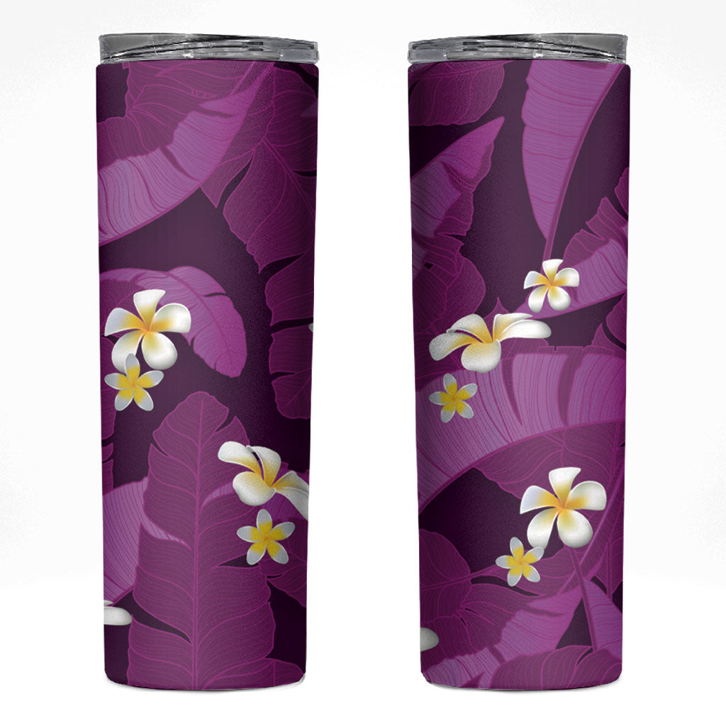 Purple Banana Leaf Hawaii Skinny Tumbler Lau Maia Plumeria Tropical Summer Vibes