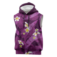 Purple Banana Leaf Hawaii Sleeveless Hoodie Lau Maia Plumeria Tropical Summer Vibes