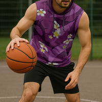 Purple Banana Leaf Hawaii Sleeveless Hoodie Lau Maia Plumeria Tropical Summer Vibes