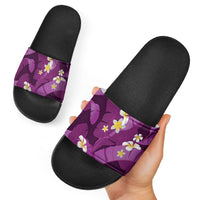 Purple Banana Leaf Hawaii Slide Sandals Lau Maia Plumeria Tropical Summer Vibes