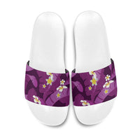 Purple Banana Leaf Hawaii Slide Sandals Lau Maia Plumeria Tropical Summer Vibes