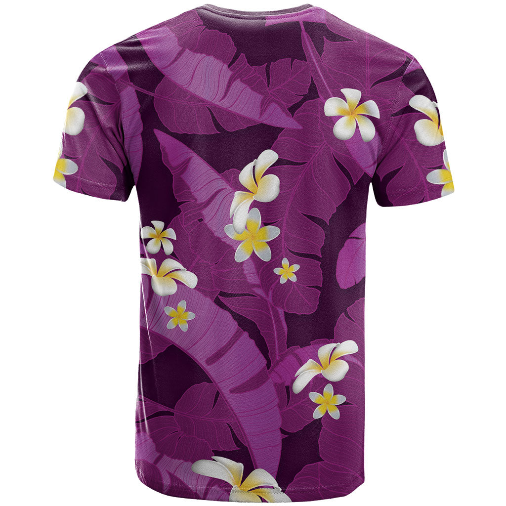 Purple Banana Leaf Hawaii T Shirt Lau Maia Plumeria Tropical Summer Vibes