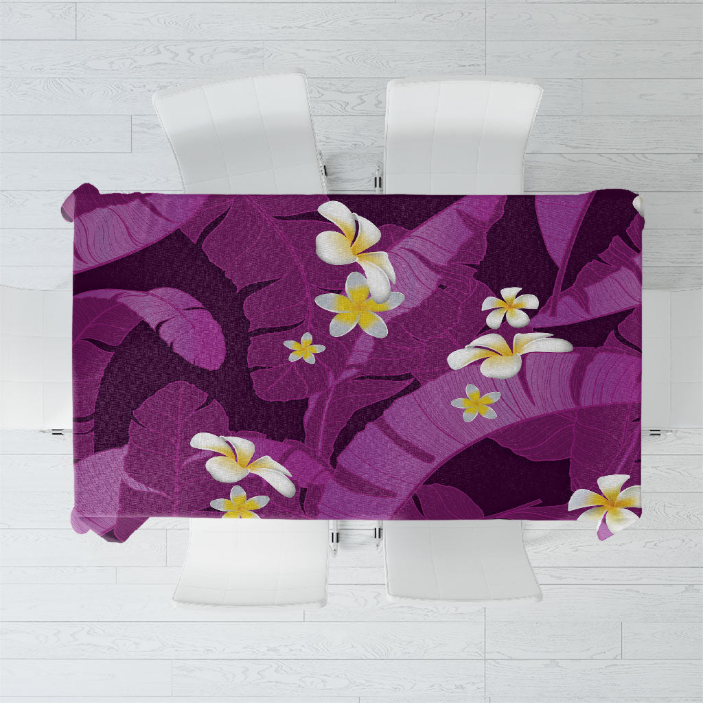 Purple Banana Leaf Hawaii Tablecloth Lau Maia Plumeria Tropical Summer Vibes