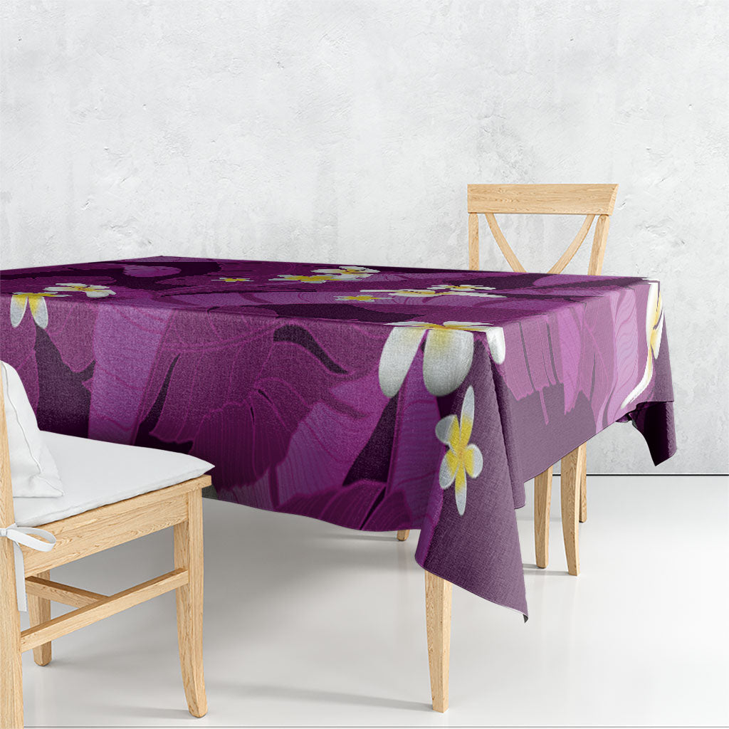 Purple Banana Leaf Hawaii Tablecloth Lau Maia Plumeria Tropical Summer Vibes