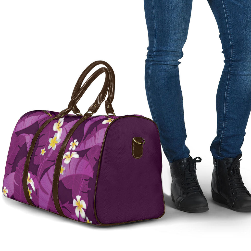 Purple Banana Leaf Hawaii Travel Bag Lau Maia Plumeria Tropical Summer Vibes