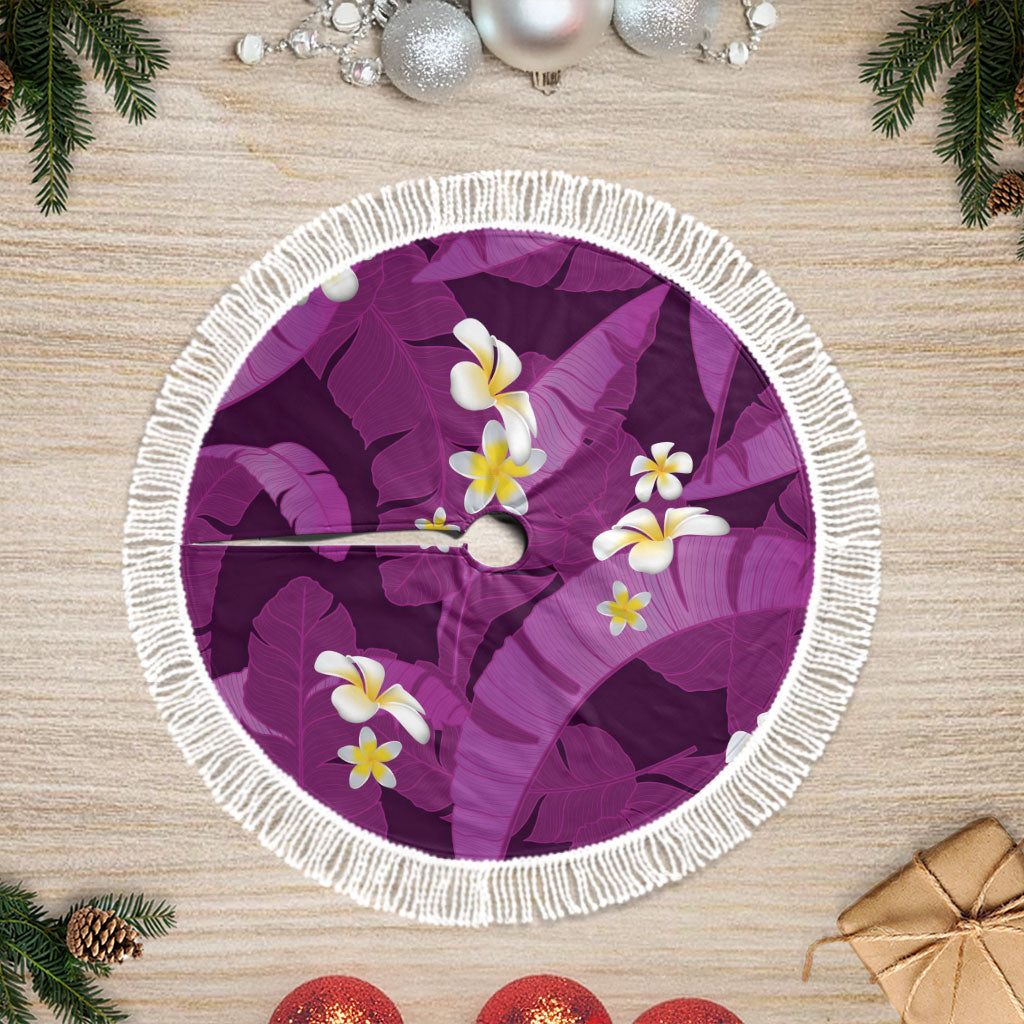 Purple Banana Leaf Hawaii Tree Skirt Lau Maia Plumeria Tropical Summer Vibes LT14 Fringed Purple - Polynesian Pride
