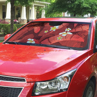 Red Banana Leaf Hawaii Auto Sun Shade Lau Maia Plumeria Tropical Summer Vibes