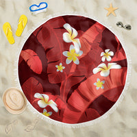 Red Banana Leaf Hawaii Beach Blanket Lau Maia Plumeria Tropical Summer Vibes