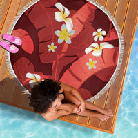 Red Banana Leaf Hawaii Beach Blanket Lau Maia Plumeria Tropical Summer Vibes