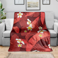 Red Banana Leaf Hawaii Blanket Lau Maia Plumeria Tropical Summer Vibes