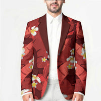 Red Banana Leaf Hawaii Blazer Lau Maia Plumeria Tropical Summer Vibes