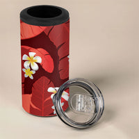 Red Banana Leaf Hawaii 4 in 1 Can Cooler Tumbler Lau Maia Plumeria Tropical Summer Vibes