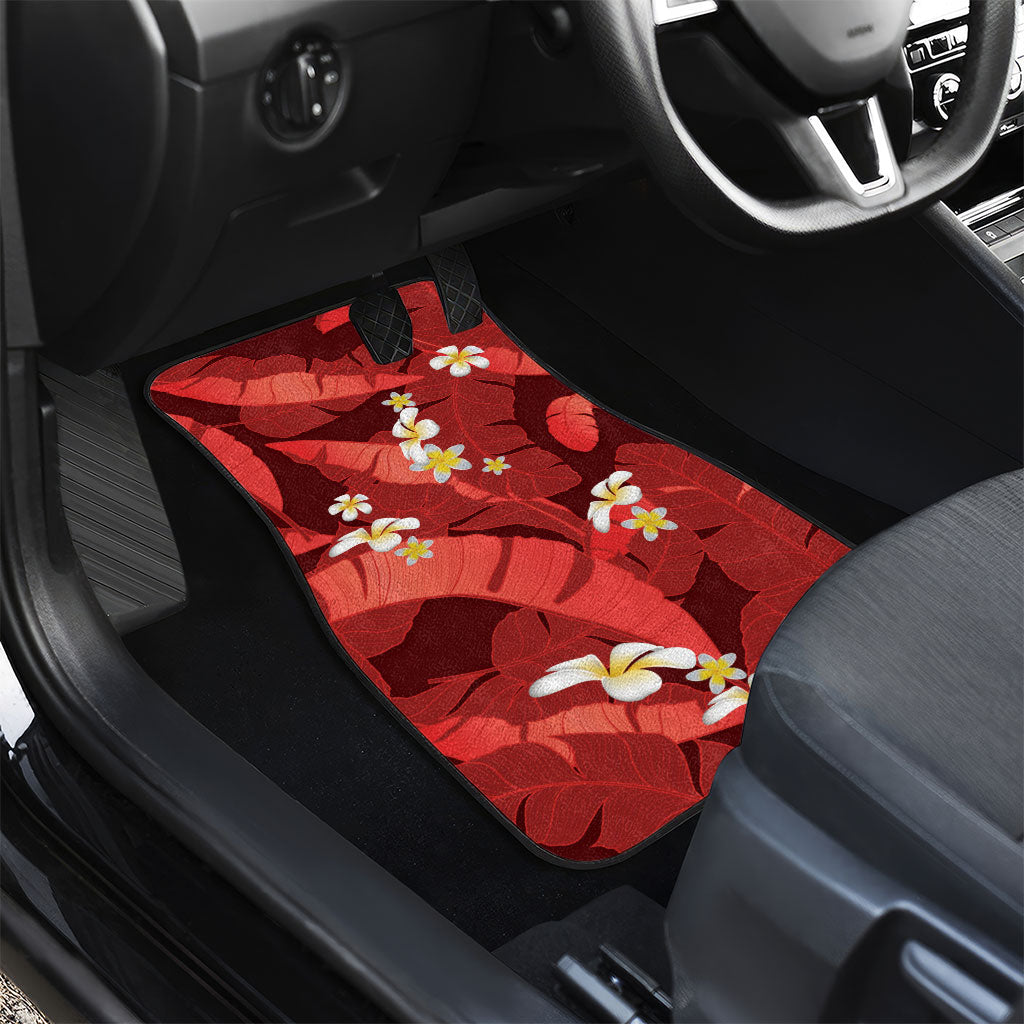 Red Banana Leaf Hawaii Car Mats Lau Maia Plumeria Tropical Summer Vibes