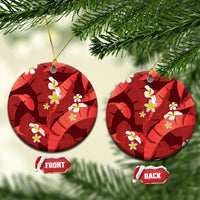 Red Banana Leaf Hawaii Ceramic Ornament Lau Maia Plumeria Tropical Summer Vibes LT14 Circle Red - Polynesian Pride