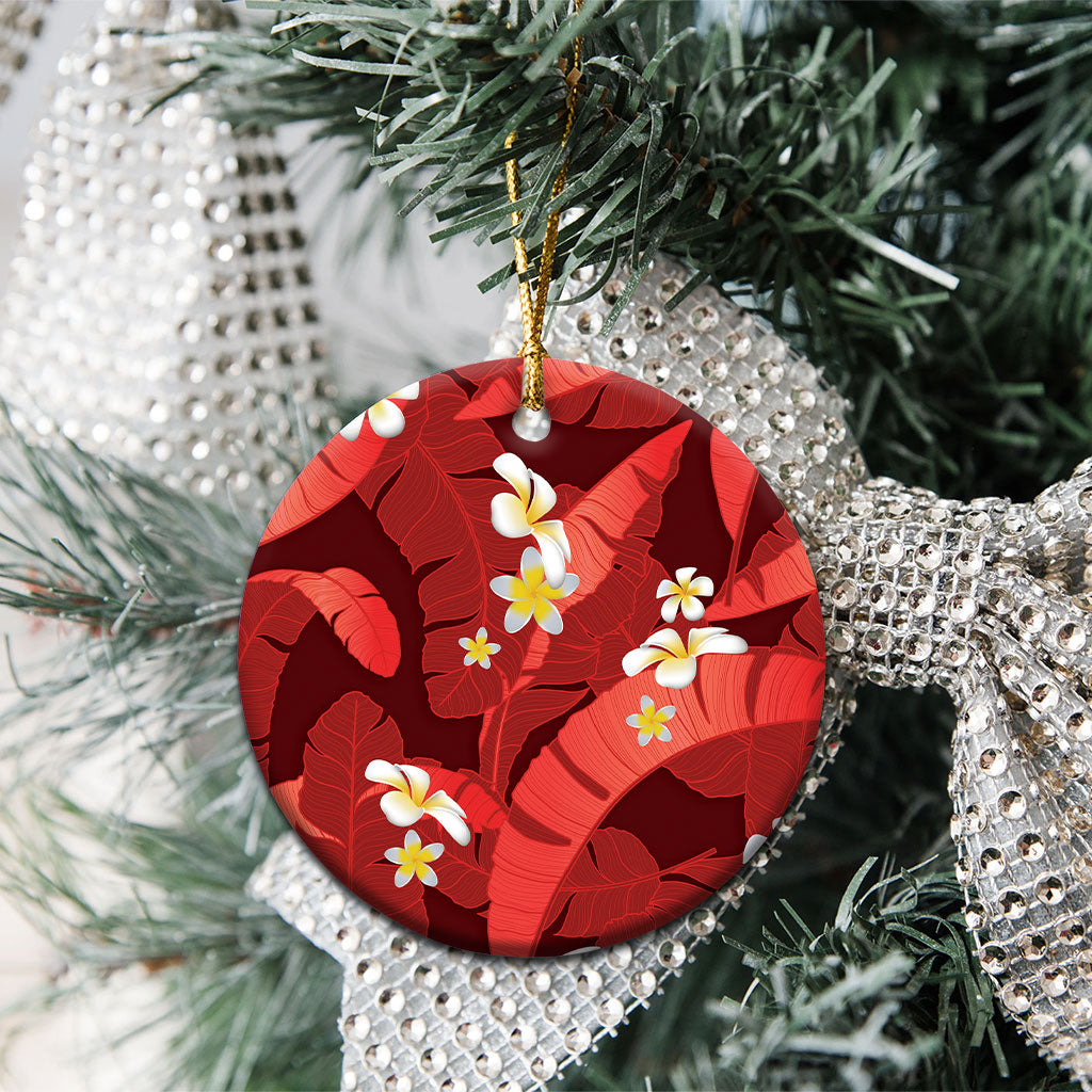 Red Banana Leaf Hawaii Ceramic Ornament Lau Maia Plumeria Tropical Summer Vibes LT14 - Polynesian Pride