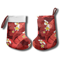 Red Banana Leaf Hawaii Christmas Stocking Lau Maia Plumeria Tropical Summer Vibes LT14 - Polynesian Pride