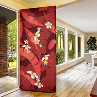 Red Banana Leaf Hawaii Door Cover Lau Maia Plumeria Tropical Summer Vibes