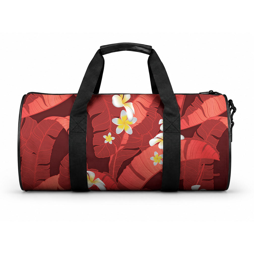 Red Banana Leaf Hawaii Duffle Bag Lau Maia Plumeria Tropical Summer Vibes LT14 One size Red - Polynesian Pride