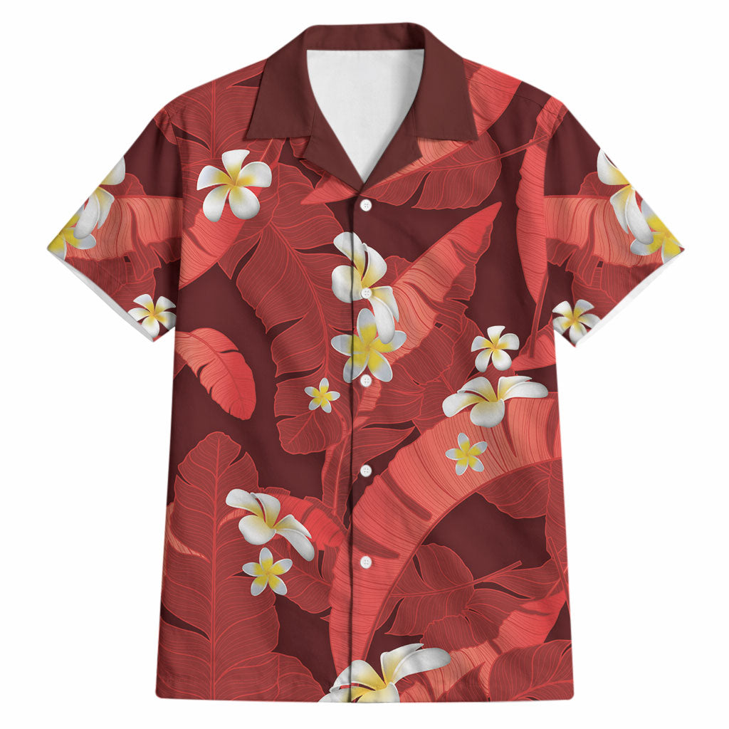 Red Banana Leaf Hawaii Hawaiian Shirt Lau Maia Plumeria Tropical Summer Vibes