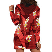 Red Banana Leaf Hawaii Hoodie Dress Lau Maia Plumeria Tropical Summer Vibes